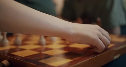 Two Boys Brothers Playing Chess at Home Talented Kids Play Smart Games Children Hobbies