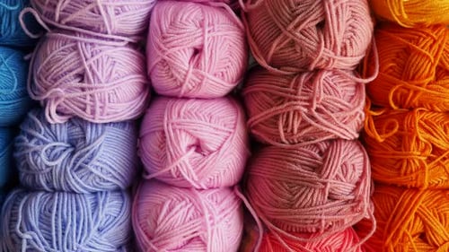 Colorful Balls of Yarn Close Up