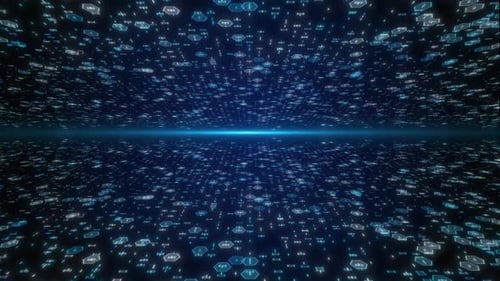Futuristischer digitaler High-Tech-Hintergrund, abstrakte Animation von quadratischen und digitalen Daten High Tech Bac