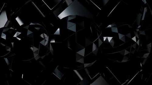 Background with Black Rotating Figures, Exclusive, 3D Render, Unique Design, Reflection, Shapes