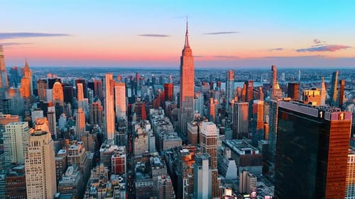Breath-taking scenery of New York, USA at sunset.