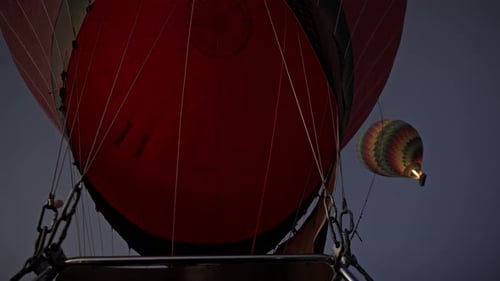 Hot Air Balloon Burner Blast During Night Inflation in Luxor