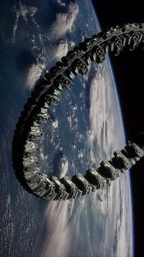 Futuristic Space Station on Earth Orbit