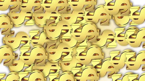 Golden Dollar Symbols Flowing Seamlessly in Abstract Motion