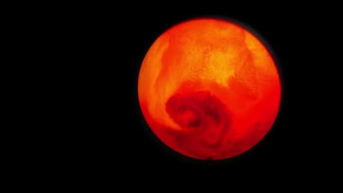 planeta rojo y verde abstracto con amplia superficie móvil