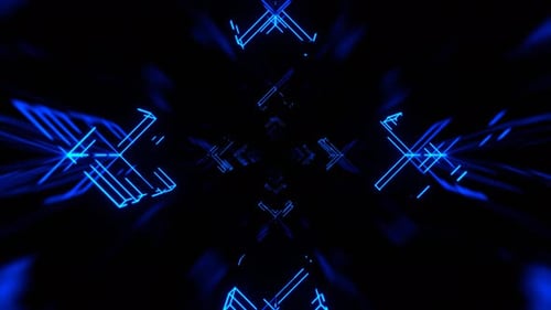 Blue And Orange Square Neon Sci Fi Strobe Flashing Tunnel Background Vj Loop In 4K
