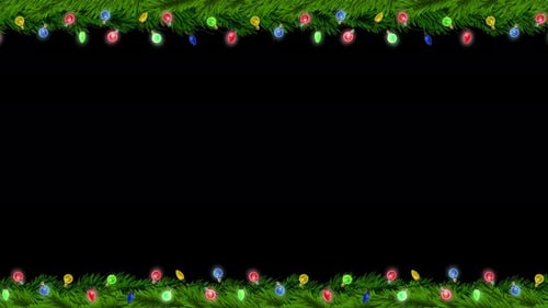 Christmas Garland Animated Border with Blinking Lights