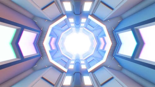 Futuristic Sci-Fi Geometric Tunnel Loop Animation