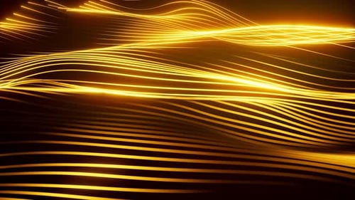 Dynamic Golden Lines Abstract Wavy Motion Background