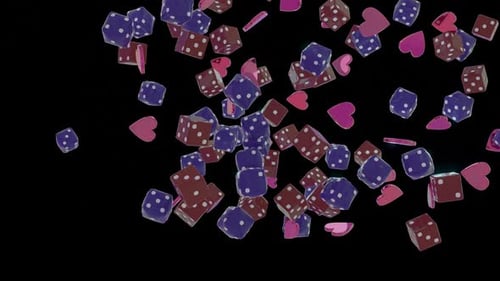 Dice and Hearts 3D with Alpha Channel