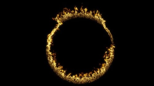 Anillo de llama circular sobre fondo negro