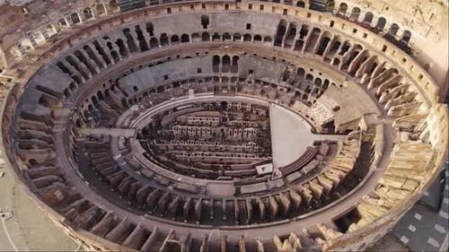 Colosseum Grand Aerial View, Ancient Roman Amphitheater Arena in Stunning Detail