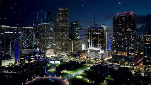 Futuristic effect. Smart city graphic. Cyberspace technology