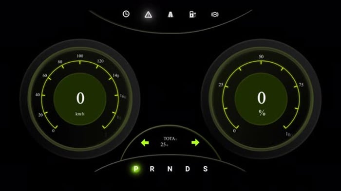 Futuristic Digital Car Dashboard HUD with Speed and Data Display ...