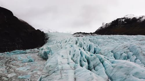 Svinafellsjokull Glacier And Mountain In Iceland - Aerial Drone Shot