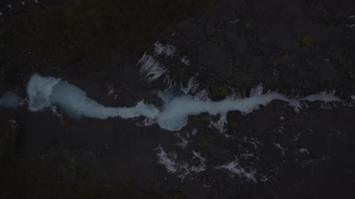 Aerial View of a Rugged Icelandic River