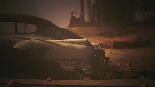 Old Rusty Car in Post-Apocalyptic Environment