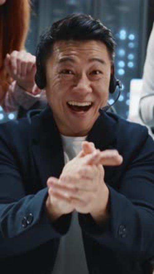 Footage of Happy Man in Suits Speaking and Looking at Camera Male Worker Share Good News with
