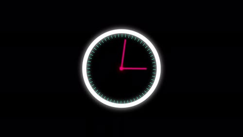 Modern Animated Neon Clock Ticking Time Countdown