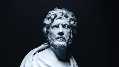 Animated 3D Classical Bust Rotating with Dynamic Lighting