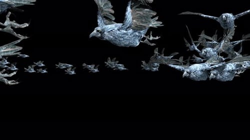 Abstract Crystalline Birds Flying Animation