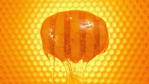 Natural Honey on Wooden Spoon