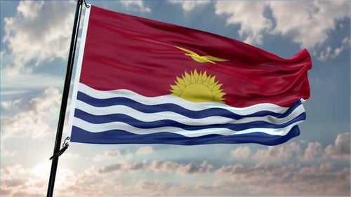 Realistic Kiribati National Flag Waving in Wind