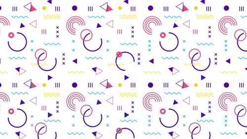 Memphis Style looping geometric background pattern
