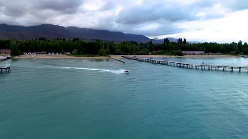 Woman riding jet ski in the lake