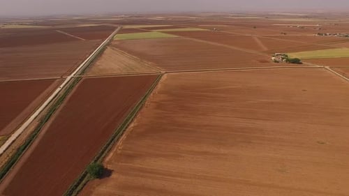 Aerial shot of a large wheat field