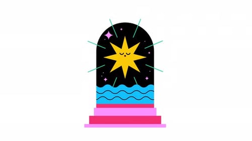 Animated Winking Star in Flat Design Archway