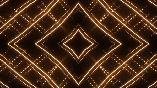 Dynamic golden neon lines create a futuristic tunnel effect in motion