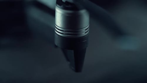 Drone Camera propellers and sensors, hyper close up, aerial photography gear, professional film equi