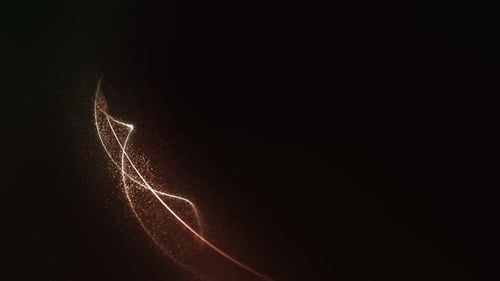 Glamour Collection: Tiny particles shimmer out of a brown spiral passing around a curve on a dark ba