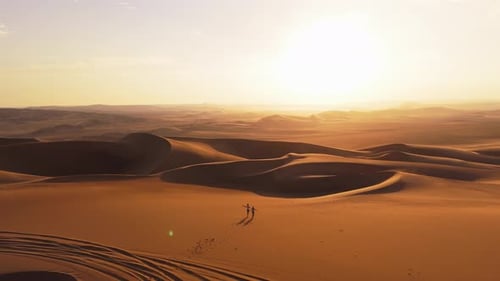 Aerial View of Sand Dunes in Peru at Sunset Extra
