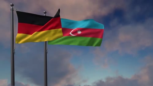 Realistic Waving Flags of Germany and Azerbaijan