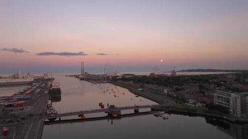 Stunning Sunset Colours at Dublin Port 05- 4K Cinematic Drone Footage - Co.Dublin - Ireland