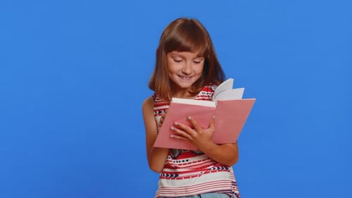 School Child Kid Girl Reading Funny Interesting Fairytale Story Book Leisure Hobby Learning Study