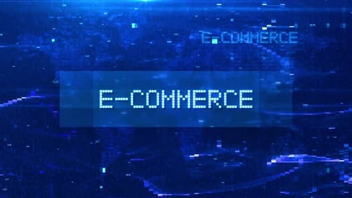 Futuristic E-Commerce Text Display on Digital Data Background