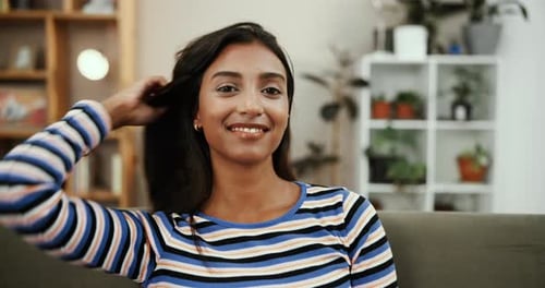 Smiling Woman Posing Indoors At Her Home