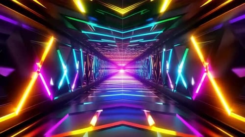 Futuristic Neon Tunnel Background Motion Graphics Loop