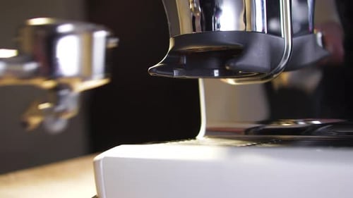Espresso Machine Making Coffee Drink in Kitchen