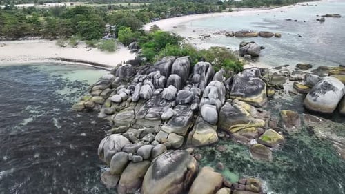 High Altitude Drone View of Tropical Island Beach