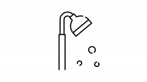 Minimalist Animated Shower Head with Falling Water and Bubbles