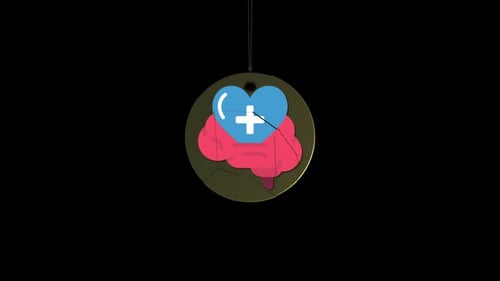 3D Geometric Brain and Heart Icon Reveal Animation