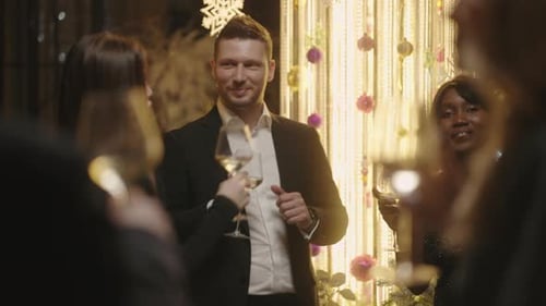 People Toast at a Birthday Party Celebration