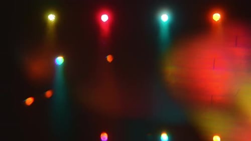 Abstract Blue and Red Spot Light with Smoke on Black Background