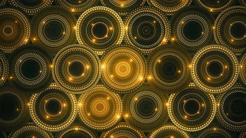 Golden Glowing Decorative Circles Pattern Background