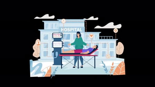 Hospital scene with healthcare professional and patient