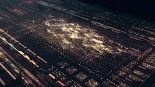 Futuristic Data Matrix Simulation HUD Screen 02